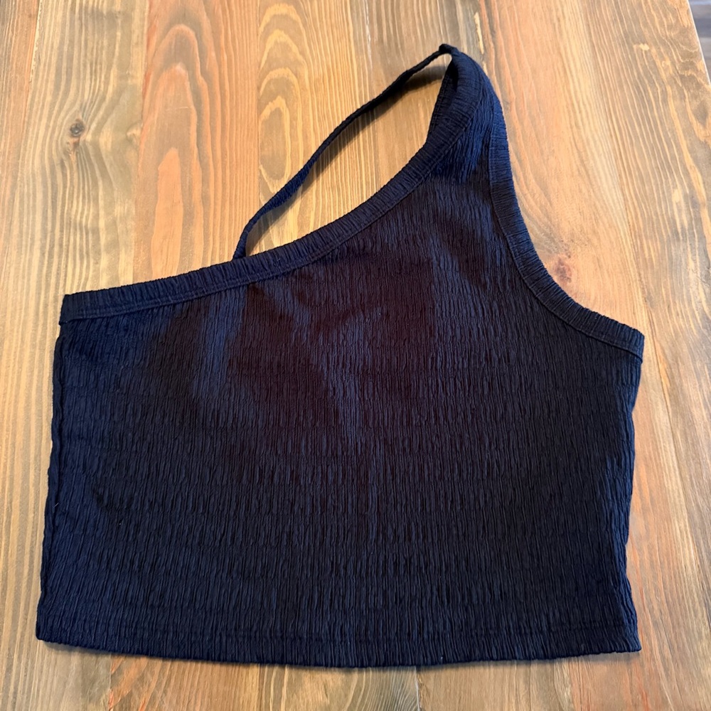 American Eagle black one shoulder cropped tank